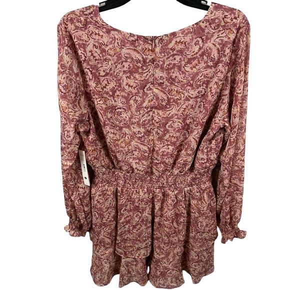 Aqua Tiered Skirt Metallic Paisley Dress Smocked Waist Purple Multi XL NWT - Picture 4 of 6